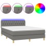 Boxspringbettmatratze und LED-Leuchten dunkelgrauer Stoff 140x190 cm von vidaXL, Betten und Lattenroste - Ref: Foro24-3133950...