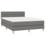 Box spring bed mattress and LED lights dark gray fabric 140x190 cm by vidaXL, Beds and slatted bases - Ref: Foro24-3133950, P...