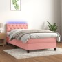 Box spring bed with mattress and LED pink velvet 80x200 cm by vidaXL, Beds and slatted bases - Ref: Foro24-3134554, Price: 29...