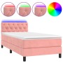 Cama box spring colchón y LED terciopelo rosa 80x200 cm de vidaXL, Camas y somieres - Ref: Foro24-3134554, Precio: 287,97 €, ...