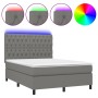 Boxspringbettmatratze und LED-Leuchten dunkelgrauer Stoff 140x190 cm von vidaXL, Betten und Lattenroste - Ref: Foro24-3135110...