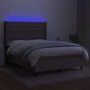 Boxspringbett mit Matratze und LED-Leuchten taupegrauer Stoff 140x200 cm von vidaXL, Betten und Lattenroste - Ref: Foro24-313...