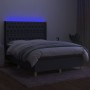 Box spring bed mattress and LED lights dark gray fabric 140x190 cm by vidaXL, Beds and slatted bases - Ref: Foro24-3139110, P...