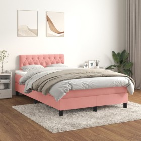 Boxspringbett mit rosa Samtmatratze 120x200 cm von vidaXL, Betten und Lattenroste - Ref: Foro24-3141478, Preis: 374,99 €, Rab...