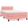 Box spring bed with pink velvet mattress 120x200 cm by vidaXL, Beds and slatted bases - Ref: Foro24-3141478, Price: 408,64 €,...