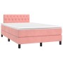 Cama box spring con colchón terciopelo rosa 120x200 cm de vidaXL, Camas y somieres - Ref: Foro24-3141478, Precio: 408,64 €, D...