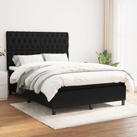 Box spring bed with black fabric mattress 140x190 cm by vidaXL, Beds and slatted bases - Ref: Foro24-3142011, Price: 536,99 €...