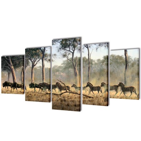 Decorative set of canvases for the wall model zebras, 100 x 50 cm by vidaXL, Posters, prints and visual art - Ref: Foro24-241...