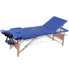 Blauer dreiteiliger klappbarer Massagetisch aus Holz von vidaXL, Massageliegen - Ref: Foro24-110079, Preis: 144,99 €, Rabatt: %