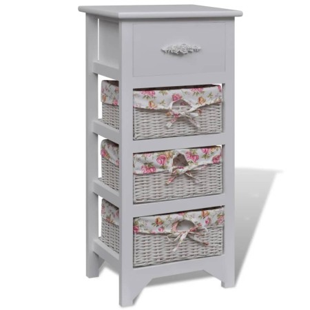 Furniture with 1 drawer and 3 white paulownia wood baskets by vidaXL, Lockers and storage cabinets - Ref: Foro24-241543, Pric...