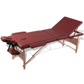 Folding wooden massage table with three red bodies by vidaXL, massage tables - Ref: Foro24-110080, Price: 147,99 €, Discount: %