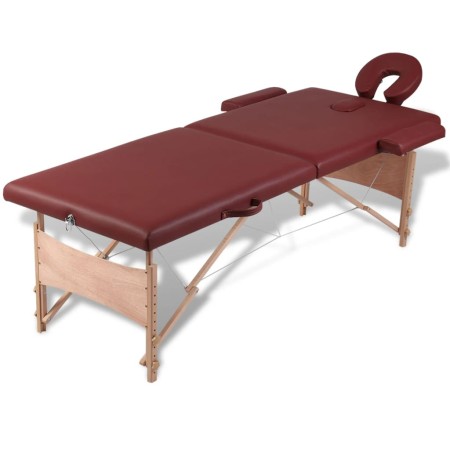 Folding wooden massage table with two red sections by vidaXL, massage tables - Ref: Foro24-110076, Price: 157,11 €, Discount: %