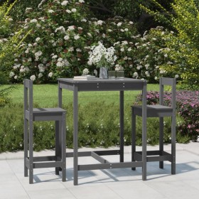 3-piece gray pine wood garden table and high stools set by vidaXL, Garden sets - Ref: Foro24-3154737, Price: 175,99 €, Discou...