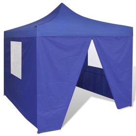 Blue folding gazebo with 4 walls 3x3 m by vidaXL, Tents and gazebos - Ref: Foro24-41466, Price: 165,82 €, Discount: %