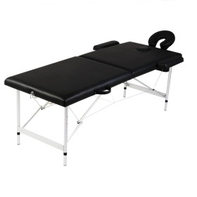 Klappbare Massageliege 2 Zonen schwarze Aluminiumstruktur von vidaXL, Massageliegen - Ref: Foro24-110088, Preis: 170,97 €, Ra...