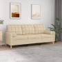 3-seater sofa with cream fabric cushions 180 cm by vidaXL, Sofas - Ref: Foro24-3200792, Price: 333,95 €, Discount: %