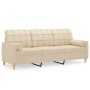 3-seater sofa with cream fabric cushions 180 cm by vidaXL, Sofas - Ref: Foro24-3200792, Price: 333,95 €, Discount: %