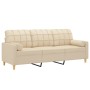 3-seater sofa with cream fabric cushions 180 cm by vidaXL, Sofas - Ref: Foro24-3200792, Price: 333,95 €, Discount: %