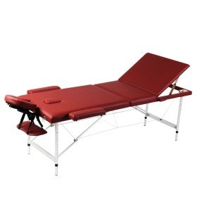 Folding aluminum massage table with three red bodies by vidaXL, massage tables - Ref: Foro24-110091, Price: 147,38 €, Discoun...