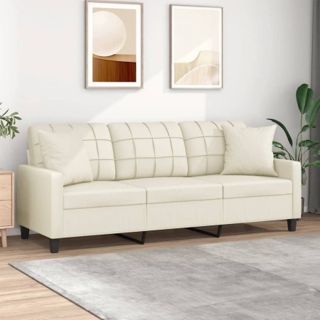 3-Sitzer-Sofa mit cremefarbenen Kunstlederkissen 180 cm von vidaXL, Sofas - Ref: Foro24-3200809, Preis: 249,99 €, Rabatt: %