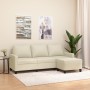 3-seater sofa with cream synthetic leather stool 180 cm by vidaXL, Sofas - Ref: Foro24-3201025, Price: 333,19 €, Discount: %