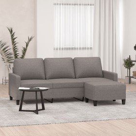 Sofá de 3 plazas con taburete de tela gris taupe 180 cm de vidaXL, Sofás - Ref: Foro24-3201044, Precio: 378,03 €, Descuento: %