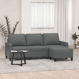 Sofá de 3 plazas con taburete de tela gris oscuro 180 cm de vidaXL, Sofás - Ref: Foro24-3201038, Precio: 375,34 €, Descuento: %