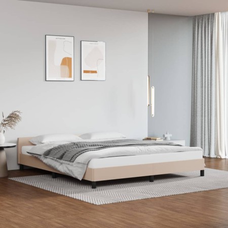 Cappuccino synthetic leather headboard bed frame 160x200cm by vidaXL, Beds and slatted bases - Ref: Foro24-347512, Price: 142...