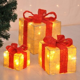 HI Cajas regalo navideñas decorativas iluminación LED 3 piezas de HI, Luces de Navidad - Ref: Foro24-438371, Precio: 50,99 €,...