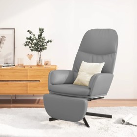 Sillón de relax con reposapiés de cuero sintético gris de vidaXL, Sillones - Ref: Foro24-3097418, Precio: 109,99 €, Descuento: %