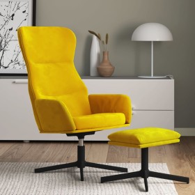 Sillón de relax con reposapiés terciopelo amarillo mostaza de vidaXL, Sillones - Ref: Foro24-3097491, Precio: 156,63 €, Descu...