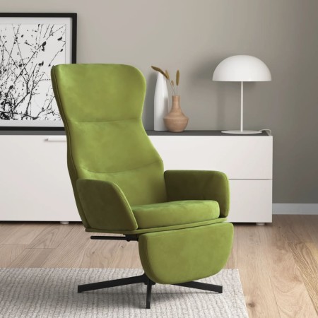 Sillón de relax con reposapiés de terciopelo verde claro de vidaXL, Sillones - Ref: Foro24-3097498, Precio: 125,67 €, Descuen...