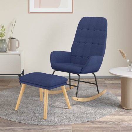 Sillón mecedora con taburete tela azul de vidaXL, Mecedoras - Ref: Foro24-3097708, Precio: 146,94 €, Descuento: %