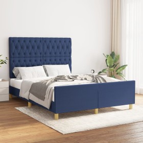 Bed frame with headboard gray taupe blue fabric 140x200 cm by vidaXL, Beds and slatted bases - Ref: Foro24-3125306, Price: 25...