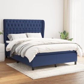 Box spring bed with blue fabric mattress 140x200 cm by vidaXL, Beds and slatted bases - Ref: Foro24-3128211, Price: 576,38 €,...