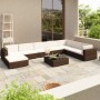 Set muebles de jardín 8 piezas y cojines ratán sintético marrón de vidaXL, Conjuntos de jardín - Ref: Foro24-41260, Precio: 8...