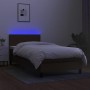 Cama box spring con colchón LED tela marrón oscuro 100x200 cm de vidaXL, Camas y somieres - Ref: Foro24-3132976, Precio: 328,...