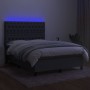 Box spring bed mattress and LED lights dark gray fabric 140x200 cm by vidaXL, Beds and slatted bases - Ref: Foro24-3135118, P...