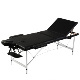 Folding aluminum massage table with three black bodies by vidaXL, massage tables - Ref: Foro24-110092, Price: 177,99 €, Disco...