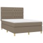 Boxspringbett mit Matratze und LED-Leuchten aus taupegrauem Stoff 140x200 cm von vidaXL, Betten und Lattenroste - Ref: Foro24...