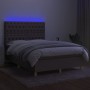 Boxspringbett mit Matratze und LED-Leuchten aus taupegrauem Stoff 140x200 cm von vidaXL, Betten und Lattenroste - Ref: Foro24...