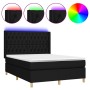 Boxspringbettmatratze und LED-Leuchten aus schwarzem Stoff 140x190 cm von vidaXL, Betten und Lattenroste - Ref: Foro24-313911...