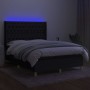 Boxspringbettmatratze und LED-Leuchten aus schwarzem Stoff 140x190 cm von vidaXL, Betten und Lattenroste - Ref: Foro24-313911...