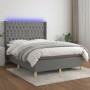 Boxspringbettmatratze und LED-Leuchten dunkelgrauer Stoff 140x200 cm von vidaXL, Betten und Lattenroste - Ref: Foro24-3139118...