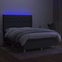 Boxspringbettmatratze und LED-Leuchten dunkelgrauer Stoff 140x200 cm von vidaXL, Betten und Lattenroste - Ref: Foro24-3139118...