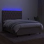 Boxspringbett mit Matratze und LED-Leuchten aus taupegrauem Stoff 140x190 cm von vidaXL, Betten und Lattenroste - Ref: Foro24...