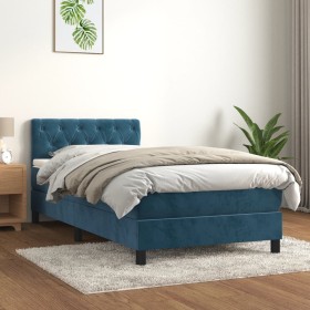 Box spring bed with dark blue velvet mattress 80x200 cm by vidaXL, Beds and slatted bases - Ref: Foro24-3141453, Price: 298,5...