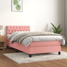 Cama box spring con colchón terciopelo rosa 100x200 cm de vidaXL, Camas y somieres - Ref: Foro24-3141472, Precio: 318,99 €, D...