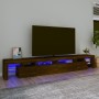 Mueble de TV con luces LED marrón roble 260x36,5x40 cm de vidaXL, Muebles TV - Ref: Foro24-3152825, Precio: 174,46 €, Descuen...