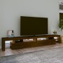 Mueble de TV con luces LED marrón roble 260x36,5x40 cm de vidaXL, Muebles TV - Ref: Foro24-3152825, Precio: 174,46 €, Descuen...